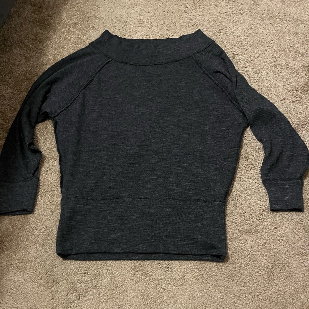 Free People Knit Wide Neck Off Shoulder Sweater Top XS Grey
